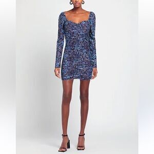 ROTATE by Birger Christensen Floral Long Sleeve Ruched Mini Dress Size US 4